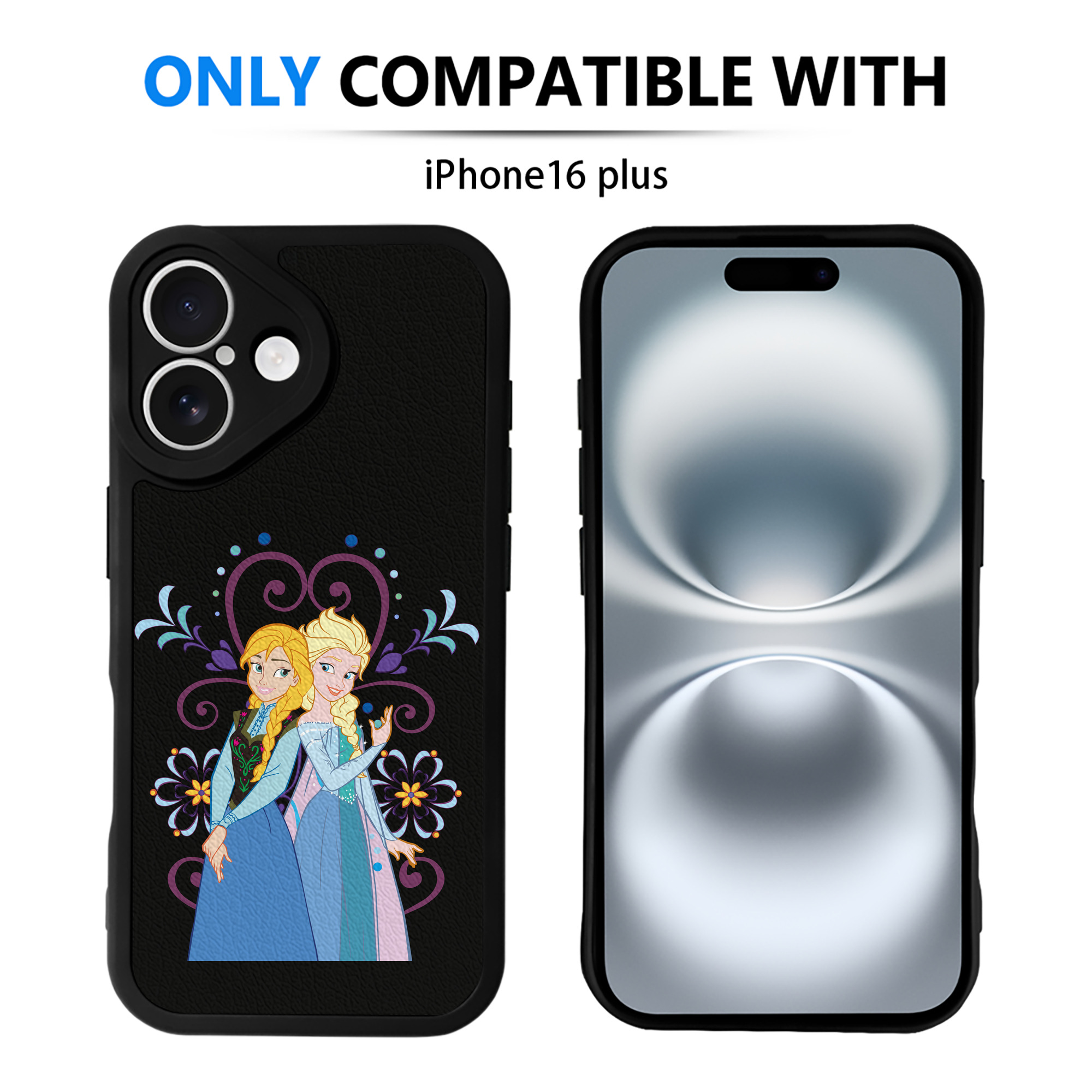 （画像用） アナと雪の女王 アンナ エルサ Frozen Anna Elsa 【iPhone 16シリーズ対応】シリコンスマホケース（レザー調） 材質：シリコン